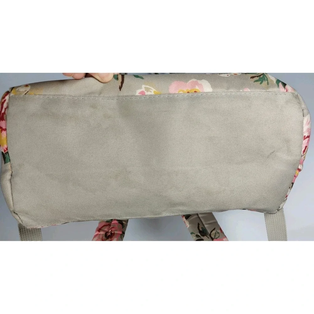 Baby Essentials Floral Backpack Diaper Bag Gray Pink Pockets Straps Changing Pad